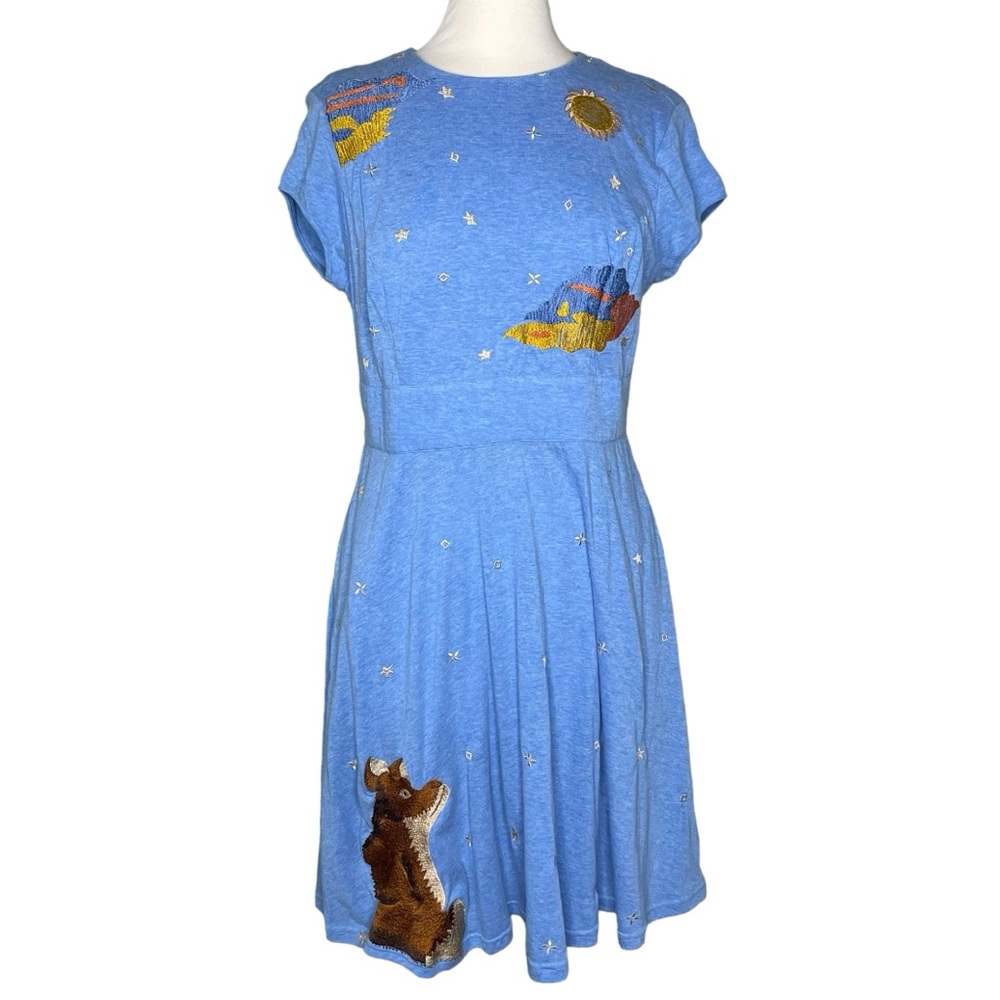 eshakti 16 desert coyote embroidered jersey dress blue